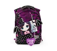 GO POP Love Dark erweiterbarer runder Rucksack für Mädchen, 3 Fächer und Innentaschen, gepolsterter Rücken und Schultergurte, mit personalisiertem Band und Pop Up, für Grund- und Mittelschulen
