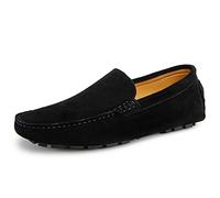 Go Tour Handgefertigte Herren-Slipper aus Wildleder, A Schwarz, 44 EU