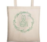 Go Vegan Nature Circle Tragetasche aus natürlicher ökologischer Baumwolle, Beige