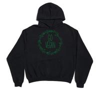 Go Vegan Nature Circle Unisex Oversized Heavyweight Cotton Blend Hoodie Black, Schwarz , 3XL Plus