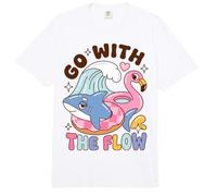 Go with The Flow Shark Pool Day Saying Comfort Colors Adult Heavyweight T-Shirt