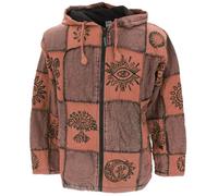 Goa Jacke, Patchwork Sweatshirt Jacke für Herren, Kapuze | Herrenjacke mit zwei Seitentaschen, gemütliches Futter, einzigartiger Print, ideal für kühlere Tage.