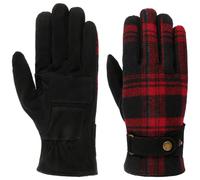 Goat Suede Woolen Check Handschuhe by Stetson schwarz-rot 8 HS