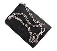 GoBago Biker Geldbeutel mit Kette Geldbörse Portemonnaie aus robusten Leder Kettenbörse Bikerbörse mit Kette Trucker 13 x 9 cm