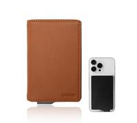 Goblue MagCase Pro Geldbörse mit aufklappbarem MagSafe, RFID-Schutz, Premium-Kunstleder, Platz für 10 Karten, Aluminium in der Luftfahrt, minimalistisches Design, ideal für iPhone, braun, De mano,