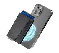 Goblue MagPop-Kartenetui für iPhone, hochwertiges und minimalistisches Kartenetui aus Kunstleder und Luftfahrt-Aluminium, kleine Geldbörse mit erweitertem RFID-Schutz, Schwarz , De mano,