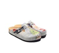 GOBY Clogs Hausschuhe Damen | Handgefertigte Premium Clogs mit Buntem Print - Bequeme & leichte Pantoletten Damen aus hochwertigem Imitationsleder mit Eva-Sohle