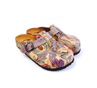 GOBY Clogs Hausschuhe Damen | Handgefertigte Premium Clogs mit Buntem Print - Bequeme & leichte Pantoletten Damen aus hochwertigem Imitationsleder mit Eva-Sohle