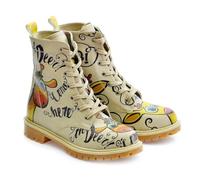 GOBY Long Boots Stiefeletten Damen mit Print | Handgefertigte Stiefel aus veganem Leder - Komfortabel, Nachhaltig & Stylisch - Einzigartiges Design für Alltag & Freizeit