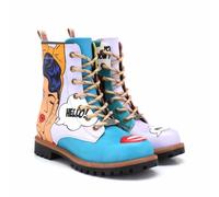 GOBY Long Boots Stiefeletten Damen mit Print | Handgefertigte Stiefel aus veganem Leder - Komfortabel, Nachhaltig & Stylisch - Einzigartiges Design für Alltag & Freizeit