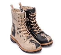 GOBY Long Boots Stiefeletten Damen mit Print | Handgefertigte Stiefel aus veganem Leder - Komfortabel, Nachhaltig & Stylisch - Einzigartiges Design für Alltag & Freizeit