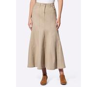 Godetrock HEINE, Damen, Gr. 36, beige, 98% Baumwolle, 2% Elasthan, unifarben, lang, Röcke Godetrock (98271603-36) beige