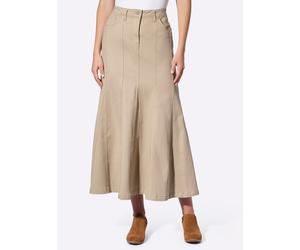 Godetrock HEINE, Damen, Gr. 40, beige, 98% Baumwolle, 2% Elasthan, unifarben, lang, Röcke Godetrock (98271603-40) beige