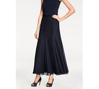 Godetrock HEINE, Damen, Gr. 42, blau (nachtblau), 100% Polyester, unifarben, lang, Röcke Godetrock (98316838-42) nachtblau