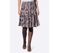 Godetrock HEINE, Damen, Gr. 48, lila (anthrazit, mauve, bedruckt), 100% Viskose, bedruckt, gemustert, mehrfarbig, kurz, Röcke Godetrock (43764631-48) anthrazit, mauve, bedruckt