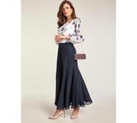 Godetrock HEINE, Damen, Gr. 34, blau (nachtblau), 100% Polyester, unifarben, lang, Röcke Godetrock (98316838-34) nachtblau