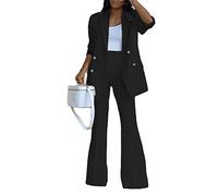 Godoboo Damen Business Anzug 2 Stück Casual Outfits Revers Damen Hosenanzug Blazer Hose Set Elegant Slimfit Streetwear Langarm Anzugjacke Anzughosen Zweiteiler Mode