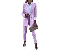 Godoboo Damen Business Anzug Damen Hosenanzug 2 Stück Set Blazer Hose Set Elegant Slimfit Streetwear Langarm Anzugjacke Anzughosen Zweiteiler Mode