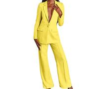 Godoboo Damen Business Anzug 2 Stück Casual Outfits Revers Damen Hosenanzug Blazer Hose Set Elegant Slimfit Streetwear Langarm Anzugjacke Anzughosen Zweiteiler Mode