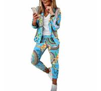 Godoboo Damen Business Anzug Set 2 Stück Revers Büro Business Formal Blazer Langarm Hosenanzug Slim Fit