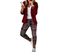 Godoboo Damen Business Anzug Set 2 Stück Revers Büro Business Formal Blazer Langarm Hosenanzug Slim Fit