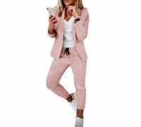 Godoboo Damen Business Anzug Set 2 Stück Revers Büro Business Formal Blazer Langarm Hosenanzug Slim Fit