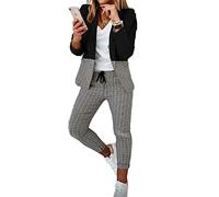 Godoboo Damen Business Anzug Set 2 Stück Revers Büro Business Formal Blazer Langarm Hosenanzug Slim Fit