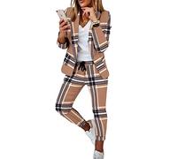 Godoboo Damen Business Anzug Set 2 Stück Revers Büro Business Formal Blazer Langarm Hosenanzug Slim Fit