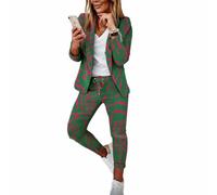 Godoboo Damen Business Anzug Set 2 Stück Revers Büro Business Formal Blazer Langarm Hosenanzug Slim Fit