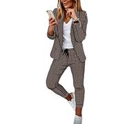 Godoboo Damen Business Anzug Set Hosenanzug Blazer Hose Zweiteiler Slimfit Streetwear Damen Anzug Damenanzug Mode 2 Stück Set