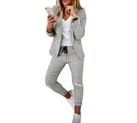 Godoboo Damen Business Anzug Set Hosenanzug Blazer Hose Zweiteiler Slimfit Streetwear Damen Anzug Damenanzug Mode 2 Stück Set