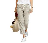 Godoboo Damen Jogginghose 7/8 Länge Leichte Sommerhose Strandhose Elegant Haremshose Einfarbig Sporthose Sweathose Casual Lange Freizeithose mit Tunnelzug Elastisch Bund