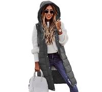 Godoboo Damen Lang Daunenweste Wintermantel Vest Ärmellose Warmer Daunenmantel Longweste Casual Winterjacke Outdoor Ärmellos Mantel Jacke Weste Lang Steppweste mit KapuzeWintermantel