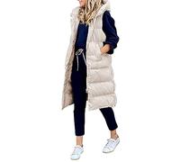 Godoboo Damen Lang Daunenweste Wintermantel Vest Ärmellose Warmer Daunenmantel Longweste Casual Winterjacke Outdoor Ärmellos Mantel Jacke Weste Lang Steppweste mit KapuzeWintermantel