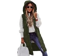 Godoboo Damen Lang Daunenweste Wintermantel Vest Ärmellose Warmer Daunenmantel Longweste Casual Winterjacke Outdoor Ärmellos Mantel Jacke Weste Lang Steppweste mit KapuzeWintermantel