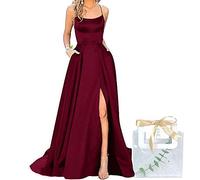 Godoboo Damen Lange Ballkleider Off Shoulder Sexy Backless Abend Prom Kleider Partykleid A-Linie Abendkleider Schlitz Festkleider Einfarbig Elegant mit Geschenktüten und Hochzeit Handgelenk Blumen