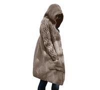 Godoboo Damen Strickjacke Pullover Elegante Damen Strickmantel Lange Cardigan Coat Einfarbig mit Kapuzen Lose Warm Herbst Winter
