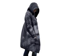 Godoboo Damen Strickjacke Pullover Elegante Damen Strickmantel Lange Cardigan Coat Einfarbig mit Kapuzen Lose Warm Herbst Winter