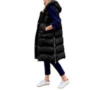 Godoboo Daunenweste Damen Lang Vest Ärmellos Warmer Jacke Übergangs Daunenweste Medium Lange Dicker Slim Zip Einfarbig Freizeit Mantel Jacke mit Taschen Herbst Winter Outdoor Klettern Reisen
