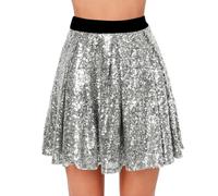 Godoboo Glitzer Pailletten Rock Damen Pailettenrock Sexy Midi Skirt Hüftrock Elastische Taille Party Outfit Karneval Minirock Glitzer Pailletten Rock Goldener Minirock Party