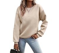 Godoboo Pullover Damen Sweatshirt Fleecepullover Sport Baumwolle Sweatpullover Buchstaben Print Herbst Pulli Basic Thermo Casual Ohne Kapuze