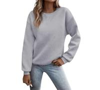 Godoboo Pullover Damen Sweatshirt Fleecepullover Sport Baumwolle Sweatpullover Buchstaben Print Herbst Pulli Basic Thermo Casual Ohne Kapuze