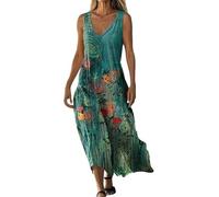 Godoboo Sommerkleider Damen Boho Kleid Strandkleid Leicht Lang Blumenkleid V-Ausschnitt Maxikleider Freizeitkleid Lange Urlaub Kleider