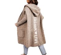 Godoboo Strickjacke Damen Lang Cardigan Kapuzenpullover Oversize Winter Grobstrickjacke Frühling Herbst Outerwear ÜBergangsjacke Wintermäntel Lose