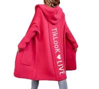 Godoboo Strickjacke Damen Lang Cardigan Kapuzenpullover Oversize Winter Grobstrickjacke Frühling Herbst Outerwear ÜBergangsjacke Wintermäntel Lose