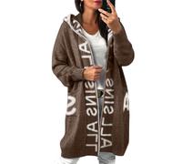 Godoboo Strickjacke Damen Lang Cardigan Kapuzenpullover Oversize Winter Grobstrickjacke Frühling Herbst Outerwear ÜBergangsjacke Wintermäntel Lose