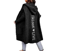 Godoboo Strickjacke Damen Lang Cardigan Kapuzenpullover Oversize Winter Grobstrickjacke Frühling Herbst Outerwear ÜBergangsjacke Wintermäntel Lose