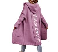 Godoboo Strickjacke Damen Lang Cardigan Kapuzenpullover Oversize Winter Grobstrickjacke Frühling Herbst Outerwear ÜBergangsjacke Wintermäntel Lose