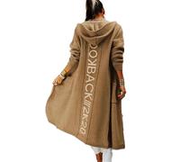 Godoboo Strickjacke Damen Lang Grobstrickjacke Strickpullover Winter Elegant Offen Lang Strickcardigan Langarm Strickmantel Warm Strickpullover Outwear Strickmantel Sweater, C Braun, XL