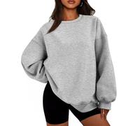 Godoboo Sweatshirt Damen Oversized Pullover Fleecepullover Rundhalsausschnitt Baumwolle Langarm Fleece Hoodie ohne Kapuze Pulli Basic Herbst Winter Casual
